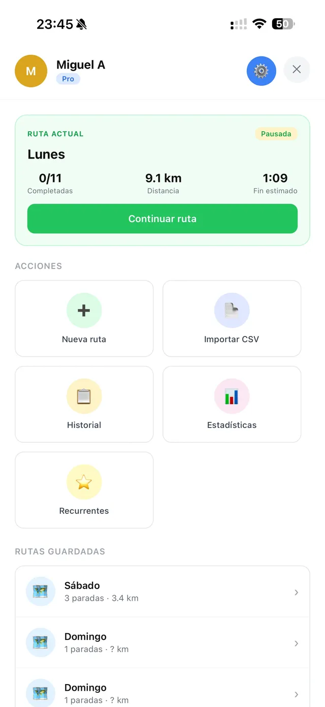 Panel de control en Xpedit